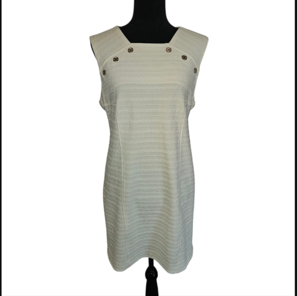 Tommy Hilfiger Ivory Jacquard Knit Midi Dress - Size 14 - Picture 3 of 11
